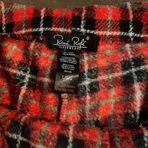 Red plaid pajama shorts with drawstring